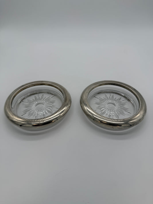 Vintage Silver And Crystal Coasters