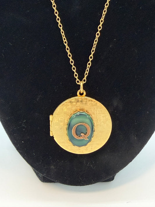 Q Locket on Chain