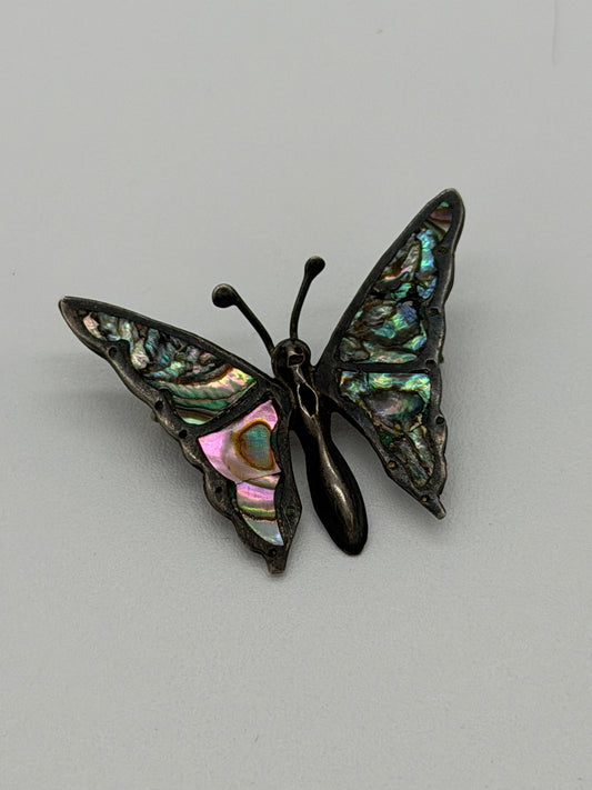 Silver Abalone Butterfly Brooch